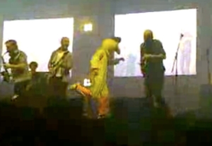 The challenge to get on stage at a concert dressed in a chicken costume.